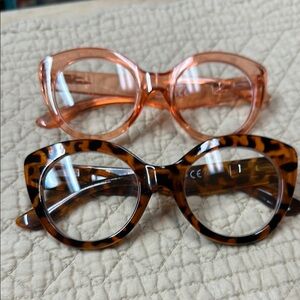 Cheater/Reader 2.0 Tortoise Shell and Pink Glasses Set.